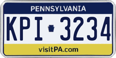 PA license plate KPI3234