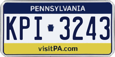 PA license plate KPI3243