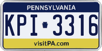 PA license plate KPI3316