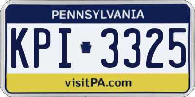 PA license plate KPI3325