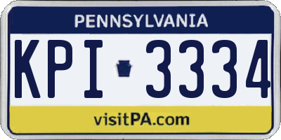 PA license plate KPI3334