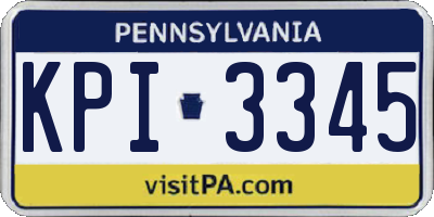 PA license plate KPI3345