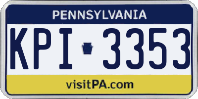 PA license plate KPI3353