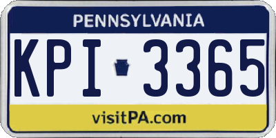 PA license plate KPI3365