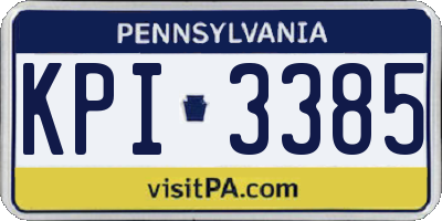 PA license plate KPI3385
