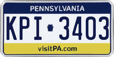 PA license plate KPI3403