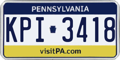 PA license plate KPI3418