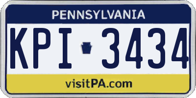 PA license plate KPI3434