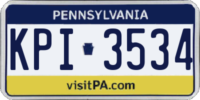 PA license plate KPI3534