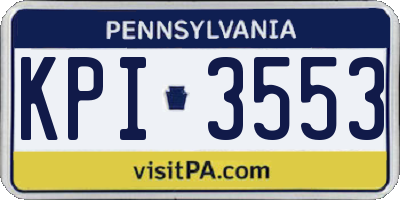 PA license plate KPI3553