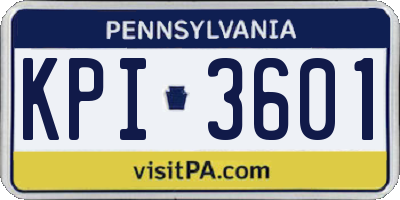 PA license plate KPI3601