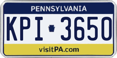 PA license plate KPI3650