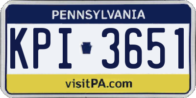 PA license plate KPI3651