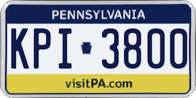 PA license plate KPI3800