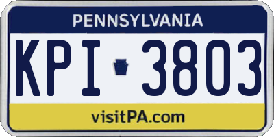PA license plate KPI3803