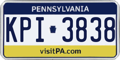 PA license plate KPI3838