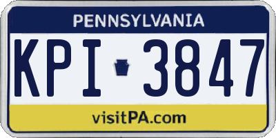 PA license plate KPI3847
