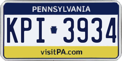 PA license plate KPI3934