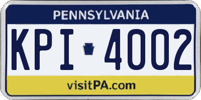 PA license plate KPI4002