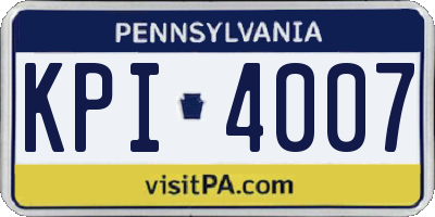 PA license plate KPI4007