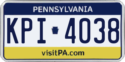 PA license plate KPI4038