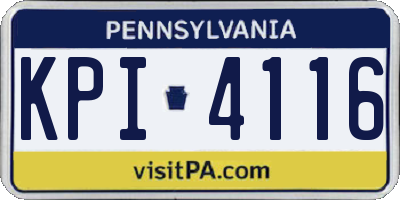 PA license plate KPI4116