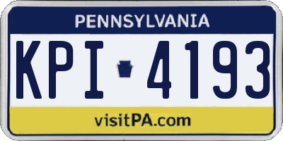 PA license plate KPI4193