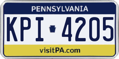 PA license plate KPI4205