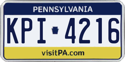 PA license plate KPI4216