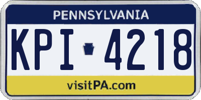 PA license plate KPI4218