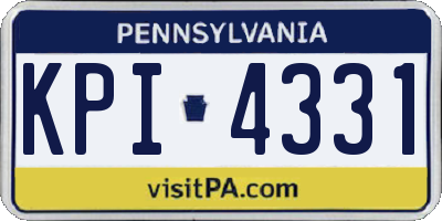 PA license plate KPI4331
