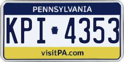 PA license plate KPI4353