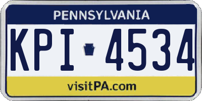 PA license plate KPI4534