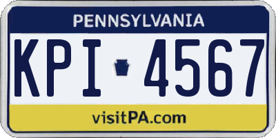 PA license plate KPI4567