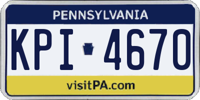 PA license plate KPI4670