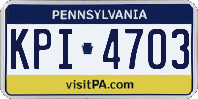 PA license plate KPI4703