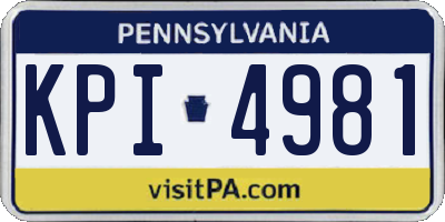 PA license plate KPI4981