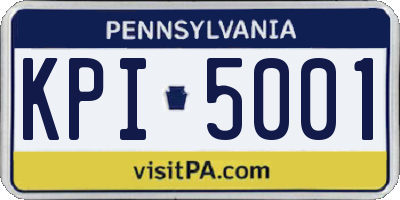 PA license plate KPI5001