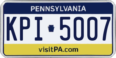 PA license plate KPI5007
