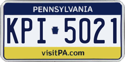PA license plate KPI5021