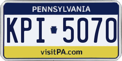 PA license plate KPI5070