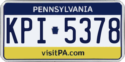 PA license plate KPI5378