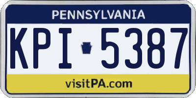 PA license plate KPI5387