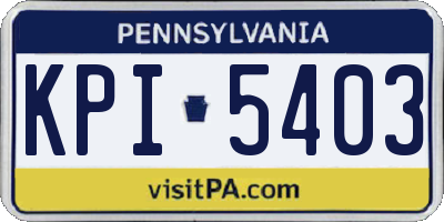 PA license plate KPI5403