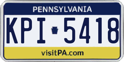 PA license plate KPI5418