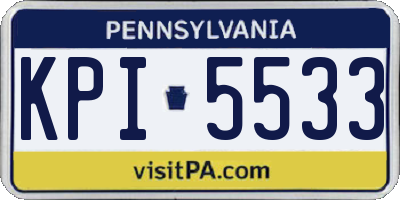 PA license plate KPI5533