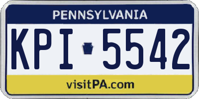 PA license plate KPI5542