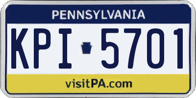 PA license plate KPI5701