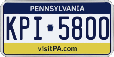 PA license plate KPI5800