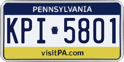 PA license plate KPI5801